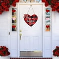thumbnail image 4 of AMERTEER Décoration de Porte en Forme de Coeur Non Fading Plaque Murale à Carreaux Rouges et Noirs Valentines Décorations de Jour Décoration de Porte d'Entrée en Bois pour Magasin de Magasin de Maison, 4 of 10