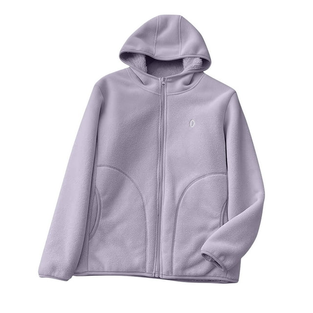 Veste Femme, Polaire Décontractée à Manches Longues avec Capuche et Fermeture Éclair, Veste en Polaire Femme