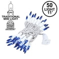 thumbnail image 4 of Novelty Lights Blue 50 Light Incandescent Mini Christmas String Lights White Wire 11 Feet, 4 of 6