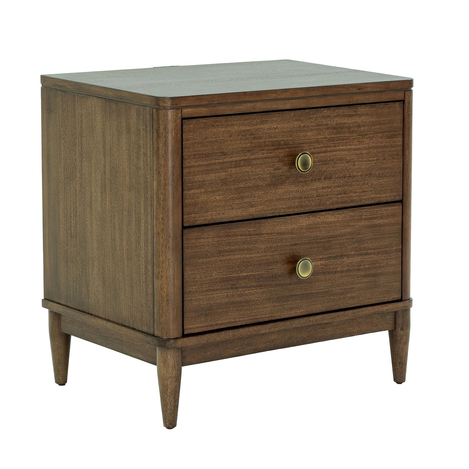 Nightstand USB Ports Rounded Edges English Dovetail Metal Side Glides Bedroom Furniture