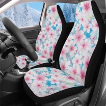 Uorisanigo Fluffy Car Seat Cover, 2 Pack Cherry Blossom Print Auto Driver Seat Covers, Universal Fits Most Vehicle SUV Truck Minivan, Car Interior Accessories
