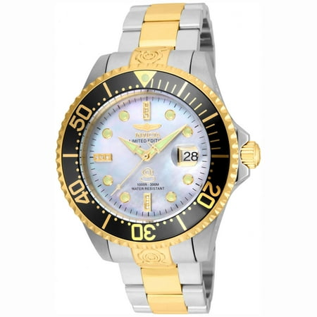 Invicta 22026 Men's Grand Diver Diamond Accented MOP Dial Two Tone Bracelet Automatic Dive Watch