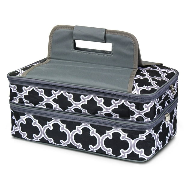 Double Casserole Insulated Hot Cold Dishes Carrier Travel Tote Carry Bag by Zodaca for Camping