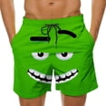 thumbnail image 2 of VBVC No Boundarie Men's and Men's Plus Smiling face Swim Trunks,Drawstring Beach Shorts with Pockets,Green,S-5XL, 2 of 7
