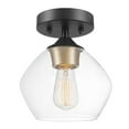 thumbnail image 1 of Harrow 1-Light Matte Black Semi-Flush Mount Ceiling Light with Gold Accent Socket and Clear Glass Shade, 1 of 8