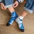 thumbnail image 3 of Rocae Blue White Fluid Art for Premium Adult Socks,Comfortable, Breathable, and Durable Socks, Perfect for Everyday Wear, 3 of 7