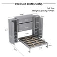 thumbnail image 2 of Harper & Bright Designs Full Size Murphy Bed, Wooden Full Wall Bed with 2 Wardrobe and Storage Shelf, Foldable Platform Bedframe for Guest Room, Gray, 2 of 15