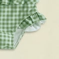 thumbnail image 5 of KPOPLK Toddler Baby Girl Swimsuit Bow Embroidery Checkered Print Ruffle Bikini Sleeveless Bathing Suit Swimwear toddler Swimwear under $5(15-18 Months,Green), 5 of 6