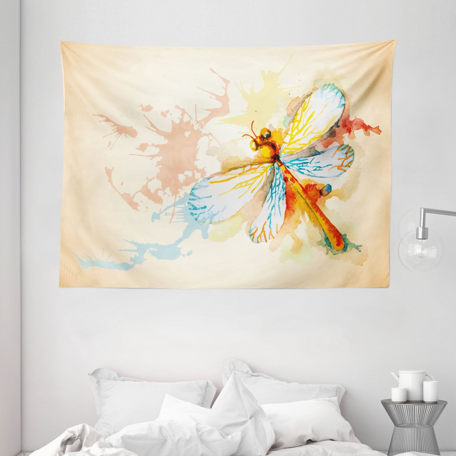 Watercolor Colorful Dragonfly Design Tapestry Wall Hanging Living Room Bedroom 