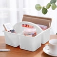 thumbnail image 4 of Desktop Compartment Multi Grid Classification Divider Holder with Handle Case Storage Organizer for Living Room Dorm Countertop White, 4 of 8