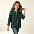 thumbnail image 5 of TGSLY Girls' Plaid Button Down Shirts Lightweight Soft Henley Long Sleeve Tops Relaxed Fit Casual Fall Regular Shoulder Blouses 10-12 Years, 5 of 7