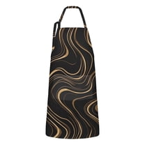 Black Gold Wave Marble Pattern Apron-Garden Aprons for Women with Pockets-Cotton Linen Waterproof Kitchen Cooking Gardening Aprons Adjustable for Kitchen,Cooking,BBQ and Salon 33x27 Inch