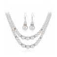 thumbnail image 4 of Pendientes y collar de perlas multicapa de moda, collar de dos piezas, conjunto de perlas de diamantes de aleación, 4 of 6