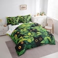 thumbnail image 3 of Feelyou Kawaii Black Cat Bedding Comforter Set 7pcs for Kids, Spring Leaf Botanical Queen Bedding Sets, Cartoon Kitten Animal Reversible Queen Sheet Sets, Lightweight Room Decor, 3 of 8