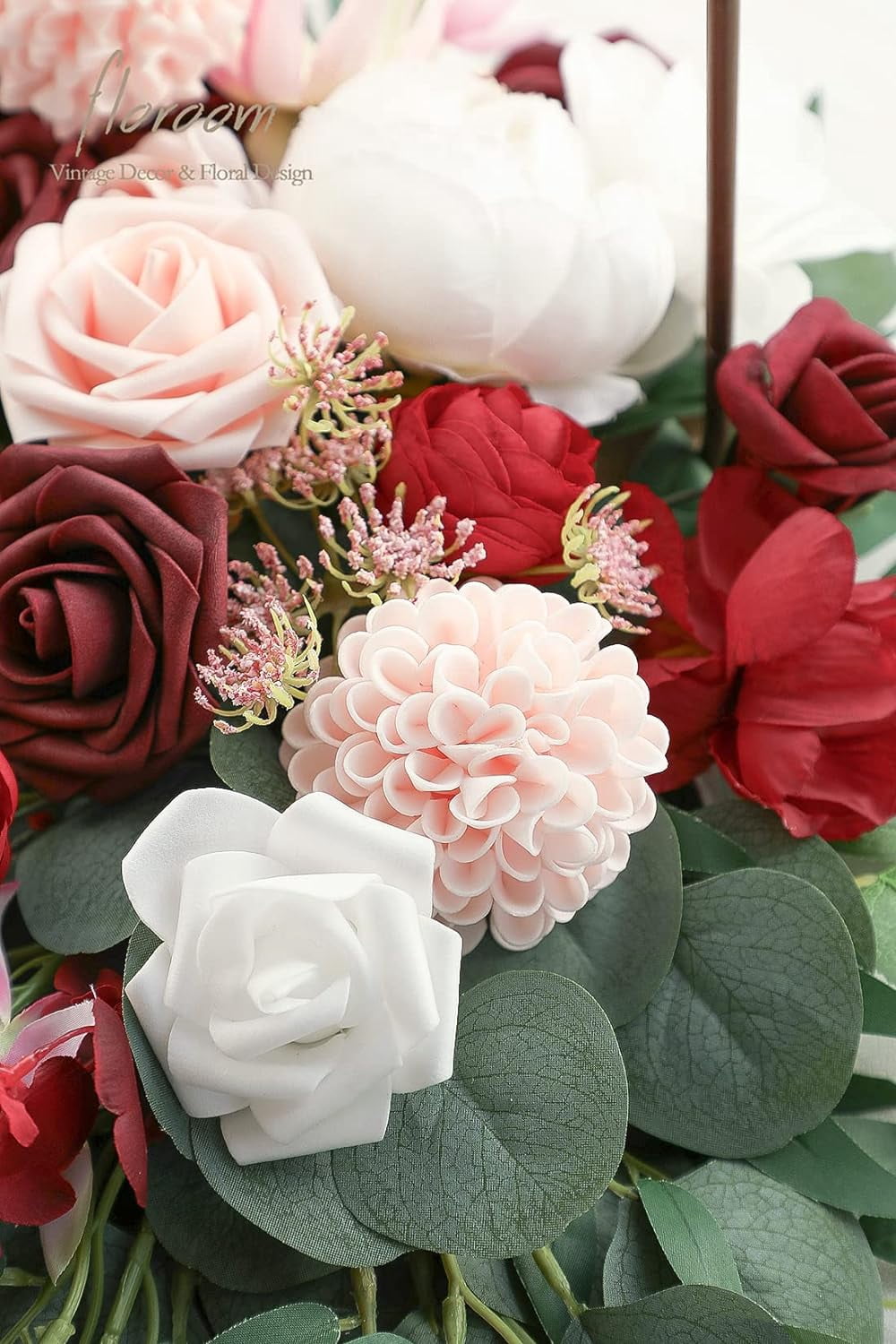 Artificial Dahlia Flowers 25pcs Real Looking Navy Blue Foam Fake Roses with Stems for DIY Wedding Bouquets Bridal Shower Centerpieces Floral Arrangements Party Tables Home Decoration