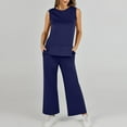 thumbnail image 4 of Ensemble de Pantalons à Col Bénitier Color Block pour Femmes, Ensemble de Chandail en Molleton de Fête, Tenue d'Hiver Sans Manches 3TG, Pantalon Long Décontracté, 4 of 7