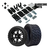 Hardcore Parts 4" Block Lift Kit for YAMAHA G2/G9 Golf Cart with 14" Black 'VAMPIRE' Wheels and 20"x8.5"-14" STINGER On-Road/Off-Road DOT rated All-Terrain tires