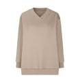 thumbnail image 3 of hxobax Women Oversized V Neck Sweatshirt Fleece Long Sleeve Pullover Hoodie Comfy Top Preppy Clothes, 3 of 6