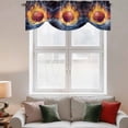 thumbnail image 3 of Tie Up Valances for Windows, Basketball Adjustable Valance Curtains Window Treatment for Living Room/Bedroom Windows, Blue Red Splashing Water Fire Rod Pocket Kitchen Curtains & Drapes 42x18 Inch, 3 of 9