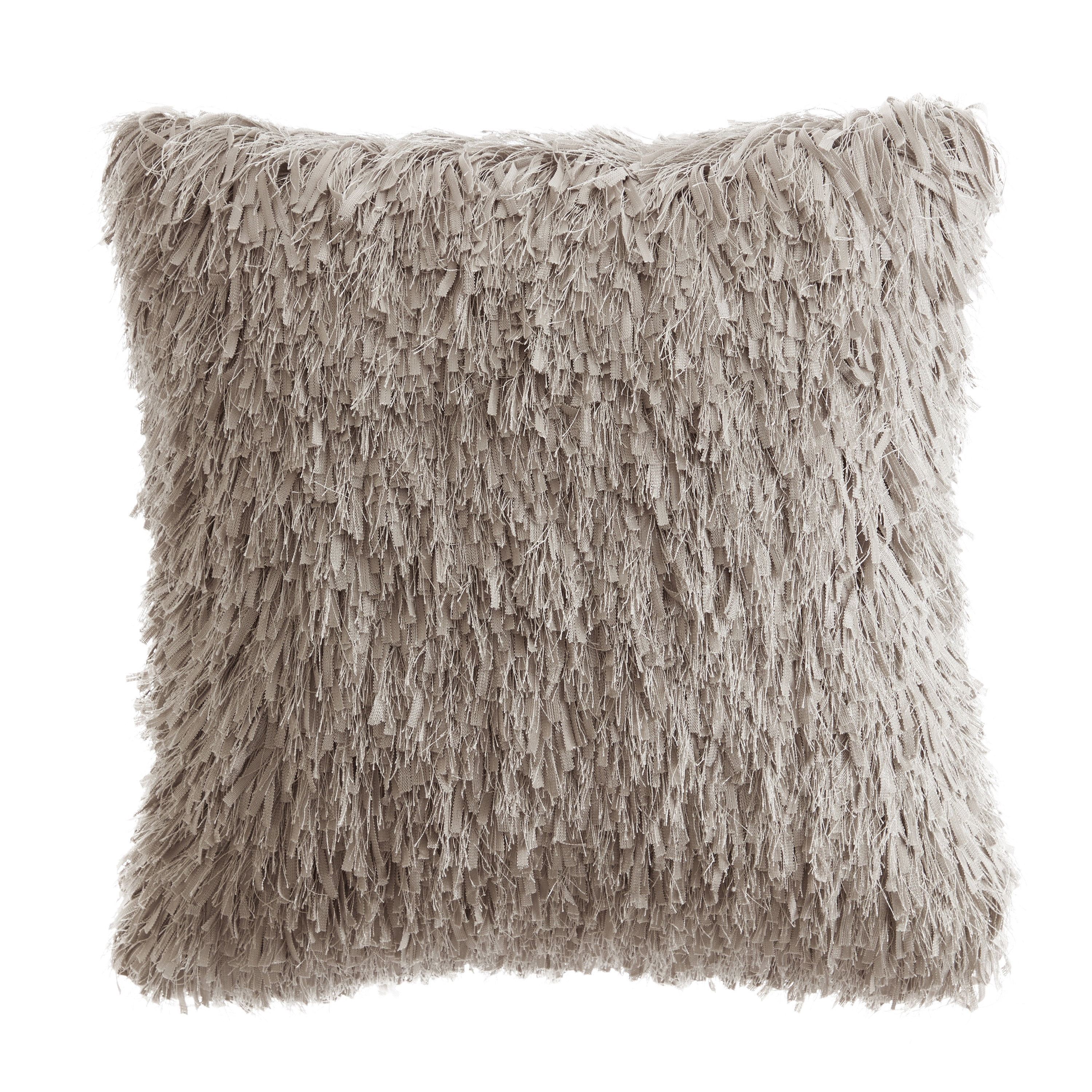 VCNY Home Keegan 18" x 18" Taupe Polyester Solid Shag Decorative Pillow