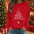 thumbnail image 2 of FAVIPT Womens Christmas Sweatshirt Cute Tree Print Oversized Tops Long Sleeve Crew Neck Soft Shirts Xmas Casual Fall Fashion Outfits 2025 Red,L, 2 of 4