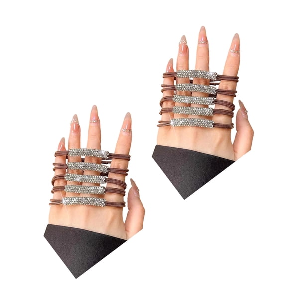 Sparkling Scrunchie with Rhinestones Decors High Elasticity Hold Hairtie for Daily Wear Fashion Women Hair Elastic 10pcs