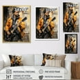 thumbnail image 4 of Designart "Harlem Jazz Yellow Black New York Rhythms II" Portrait Floater Framed Canvas Wall Art, 4 of 7