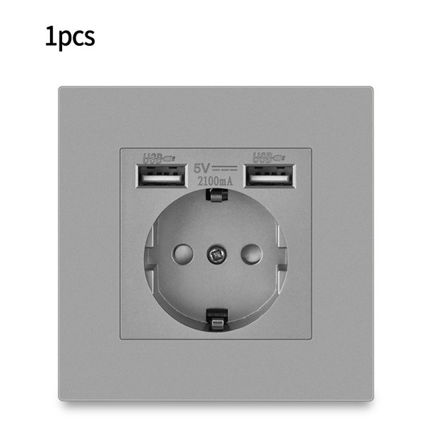 Smart USB Wall Outlet LED On/Off Outlet 16A EU Power Outlet Dual USB