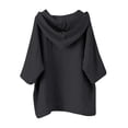 thumbnail image 5 of Xudanell Hooded Sweatshirt Women Thin Loose Button Short Sleeved Cotton Linen Summer Fashion Plus Size Black M, 5 of 5