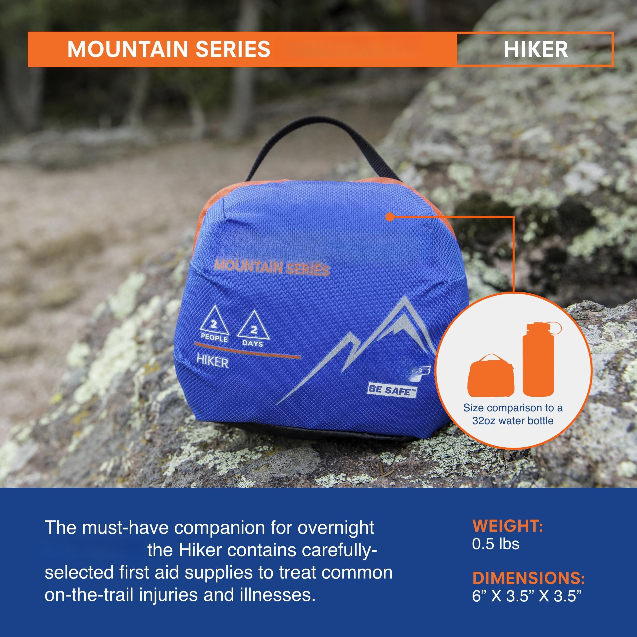 Mountain Series Kit - Hiker Emergency First Aid For 2 People 2 Days Comes With A Trauma Pad  Guide Book & More
