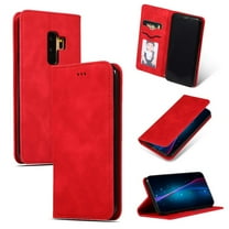 Samsung Galaxy S9 Plus Case, Dteck Smooth PU Leather Flip Folio Wallet Card Slots Case Cover Stand Feature & Magnetic Closure For Samsung Galaxy S9  , Red