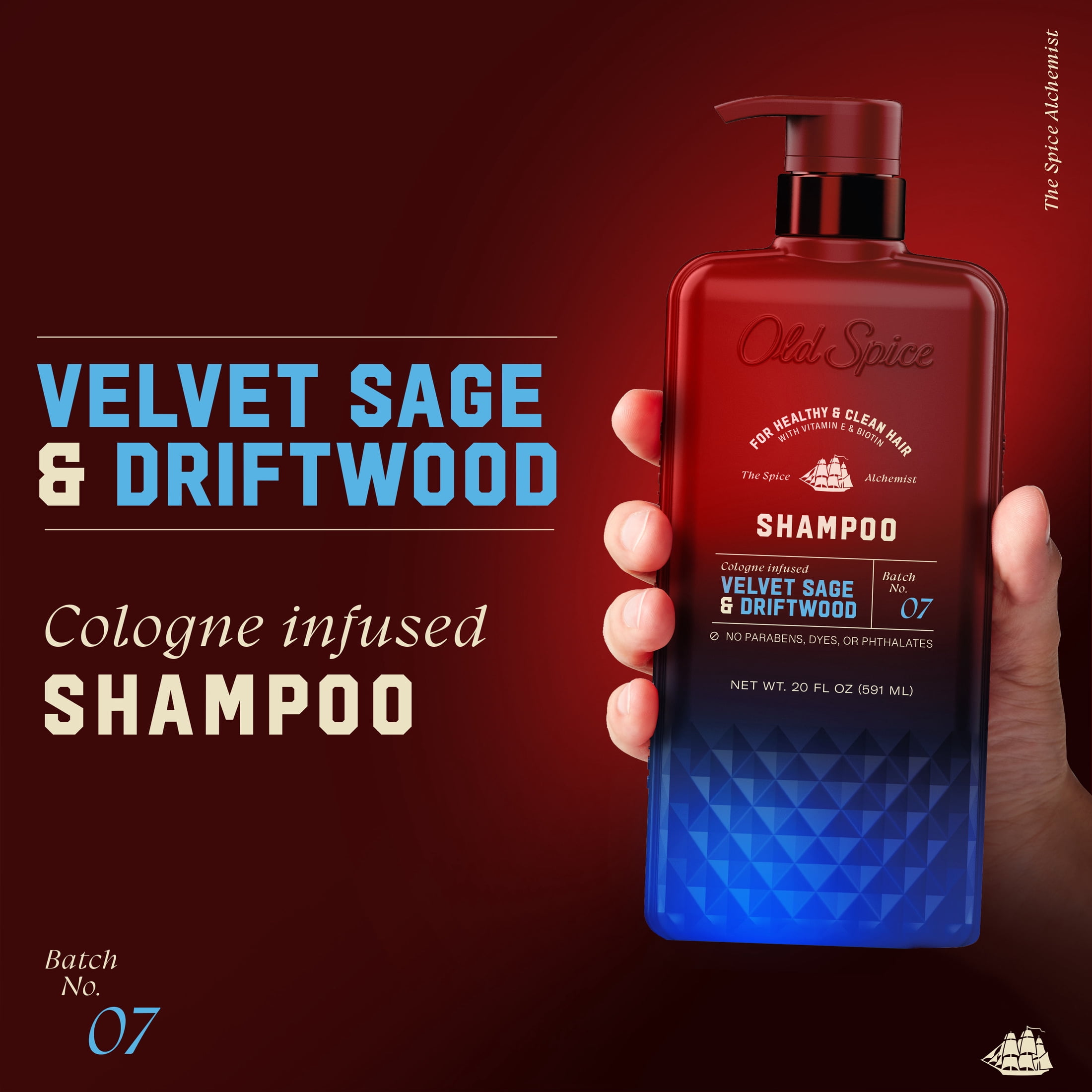 (4 pack) Old Spice Mens Shampoo, The Spice Alchemist Collection, Velvet Sage & Driftwood, 20 fl oz