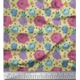 thumbnail image 1 of Soimoi Rayon Fabric Leaves,Periwinkle & Peony Floral Print Sewing Fabric Yard 56 Inch Wide, 1 of 1