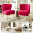 thumbnail image 2 of Velvet Armless Accent Chair Set of 2 Gold Metal Legs Modern Upholstered Single Sofa Side Chair Home Living Room Fushia, 2 of 8