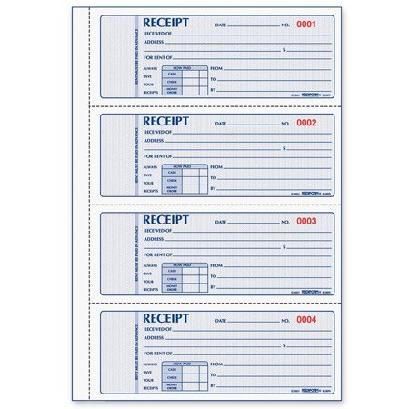 rediform red8l809 3 pt carbonless rent receipt book 1