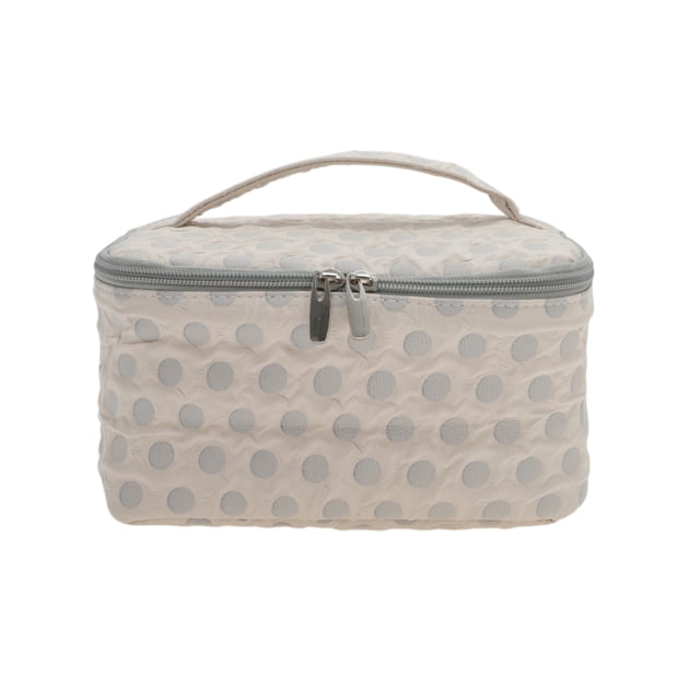 Bolsas de Maquillaje de Viaje Cuadradas Ligeras con Puntos Únicos 1 Pc Caqui Gris Poliéster