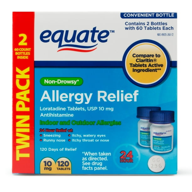 Equate Allergy Relief Loratadine Tablets 10 mg, Antihistamine, 120