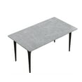 thumbnail image 6 of Magic Home 63" Light Luxury Sintered Stone Dining Table with Carbon Steel Legs,Dining Table for 6 Person with Slate Rectangular Tabletop for Dining Room, Gray Tabletop with Black Legs, 6 of 6