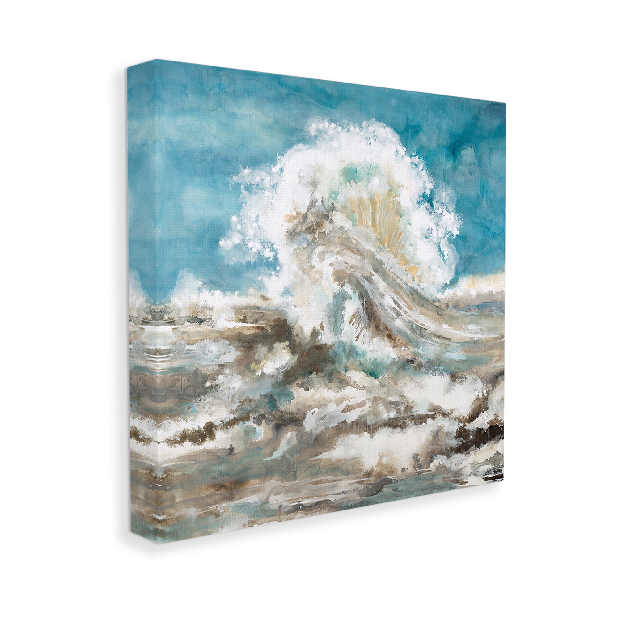 Stupell Industries Abstract Ocean Splash Abstract Painting Gallery Wrapped Canvas Art Print Wall Art, 17 x 17