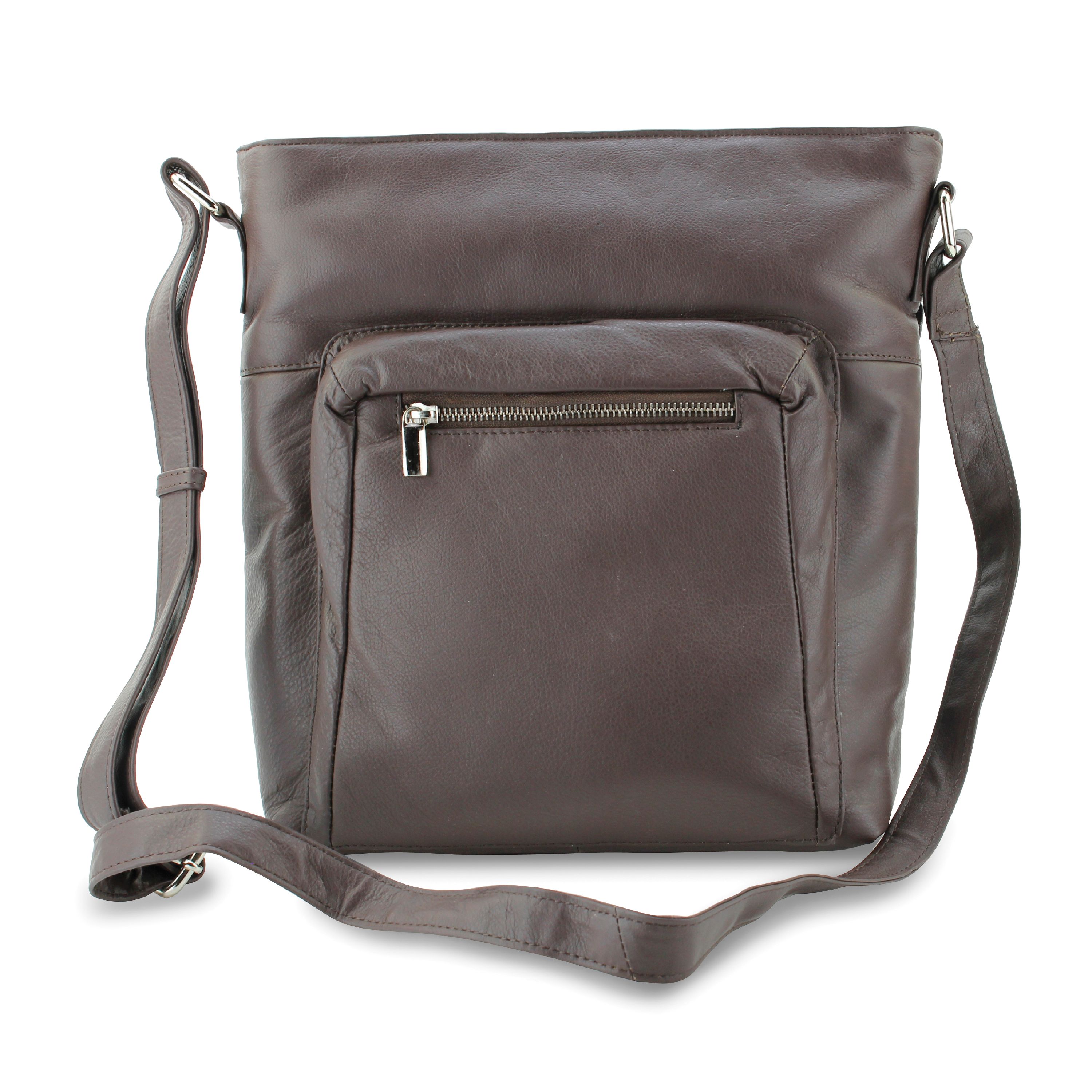 Black Leather Zippered Crossbody Bag GM17759