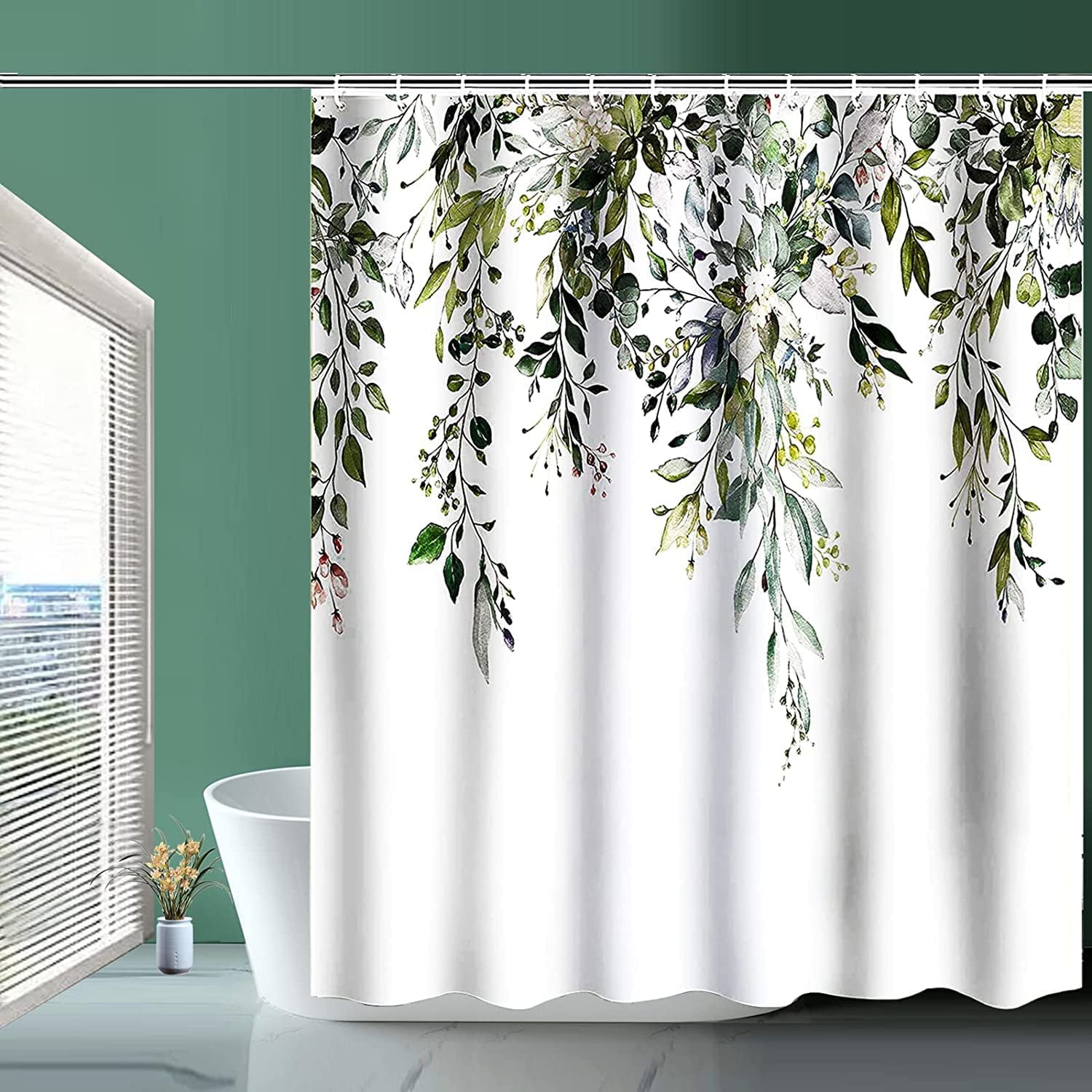 Shower Curtain, Green Leaf Shower Curtain, Shower Compartment Curtain