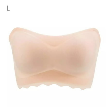 

Elenxs Strapless Bra Gathered Non-slip Plus Size Bra Thin Tube Top Underwear for Wedding Dress