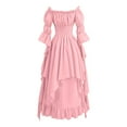 thumbnail image 4 of Women's Fashion Long Sleeve,Women's Vintage Solid Color Lace Collar 3/4 Sleeve Cos Dress Pink, 4 of 7