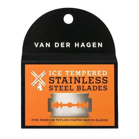 Van Der Hagen Stainless Steel Double Edge Razor Blades 5 Blades + Makeup Blender Stick, 12