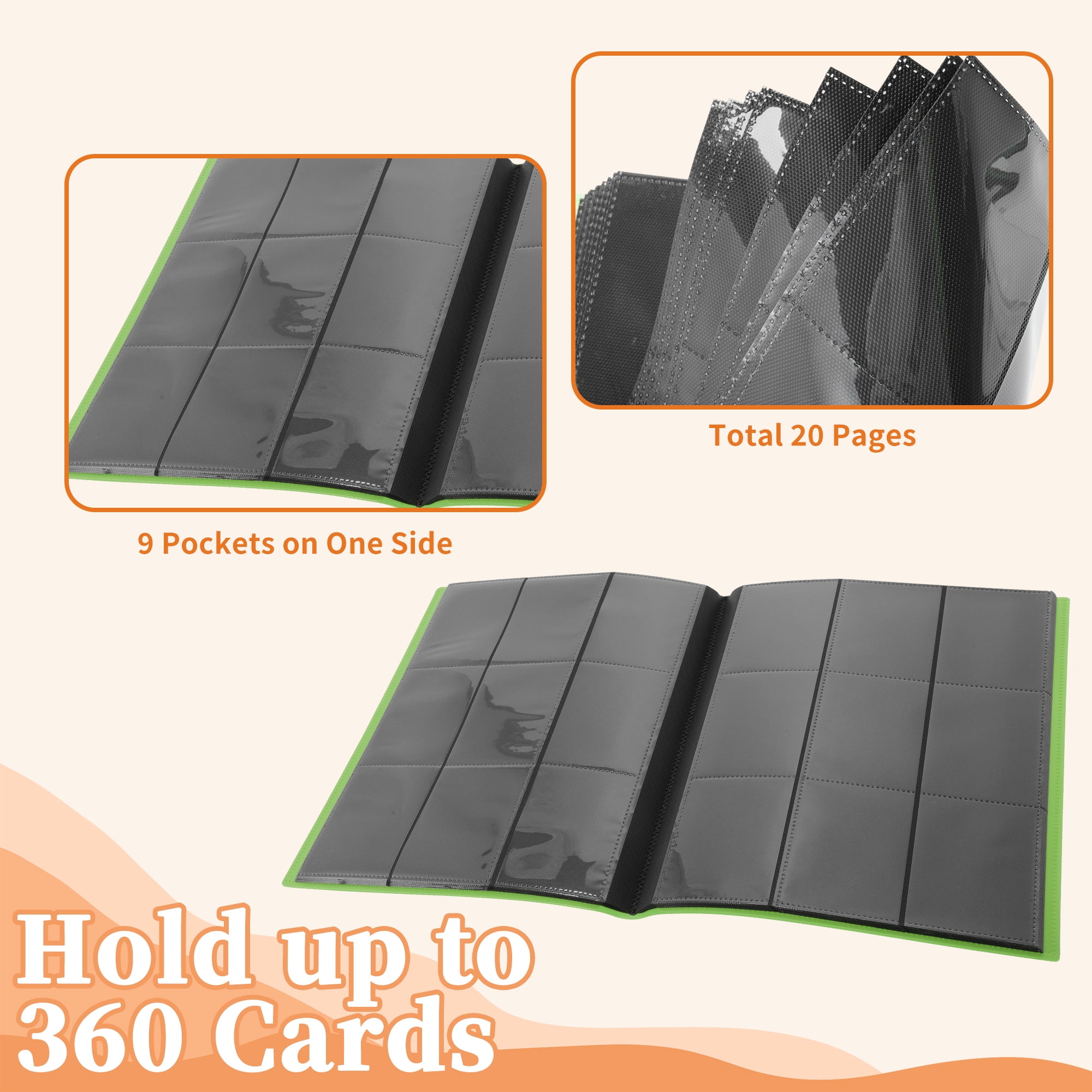 Unique Bargains Card Binder with 9 Pockets and 20 Pages ["Apple Green"]