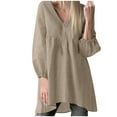 thumbnail image 2 of AXXD Womens Dressy Tops Basic Summer 2024 Trendy V-Neck Long Sleeve Casual T-shirt Top Solid Blouse, 2 of 7