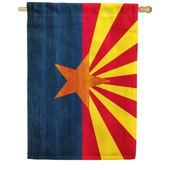 America Forever Arizona State Flag 28 x 40 Inch Double Sided Outdoor Yard Decorative USA Vintage Wood State of Arizona House Flag, Made in the USA