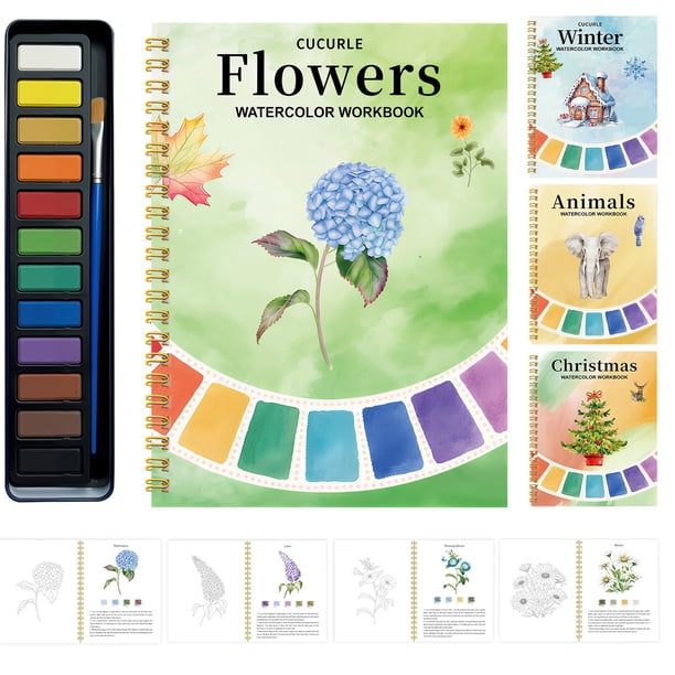 Cuaderno de Acuarela VRSHMB con 12 Colores para Principiantes y Adultos