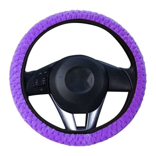 Riwesomey Auto decoración invierno cálido Universal Car-styling cálido felpa cubre coche volante cubierta perla terciopelo Automoción decorativa y accesorios púrpura