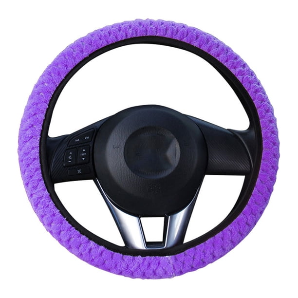 Riwesomey Auto decoración invierno cálido Universal Car-styling cálido felpa cubre coche volante cubierta perla terciopelo Automoción decorativa y accesorios púrpura
